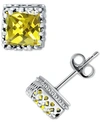 Giani Bernini Cubic Zirconia Princess Stud Earrings In Sterling Silver, Created For Macy's In Light Yellow