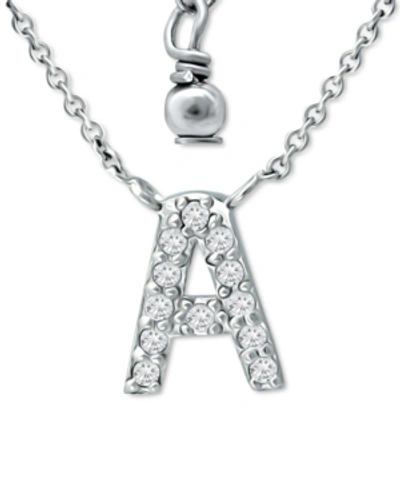 Giani Bernini Cubic Zirconia Initial Pendant Necklace, 16" + 2" Extender, Created For Macy's In Sterling Silver A