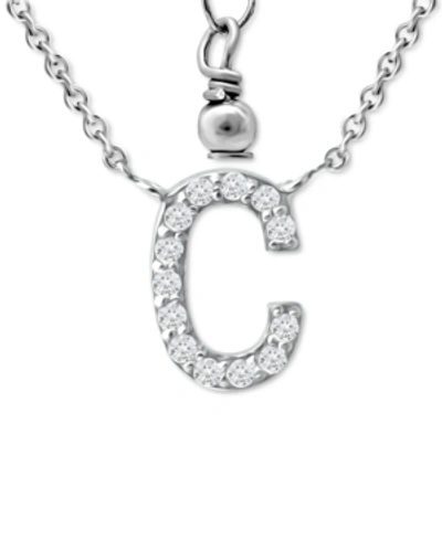Giani Bernini Cubic Zirconia Initial Pendant Necklace, 16" + 2" Extender, Created For Macy's In Sterling Silver C