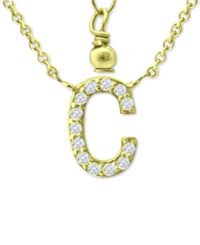Giani Bernini Cubic Zirconia Initial Pendant Necklace, 16" + 2" Extender, Created For Macy's In Gold Over Silver C