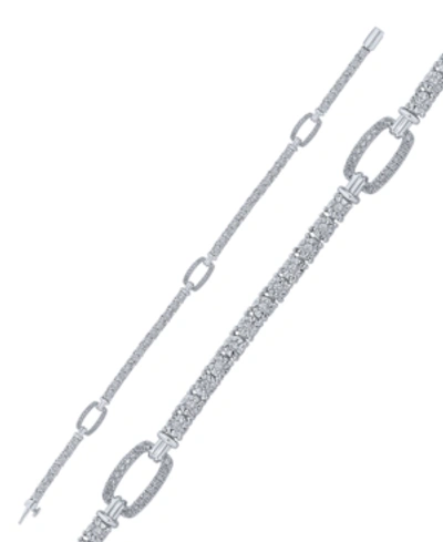 Macy's Diamond Intermittent Large Link Tennis Bracelet (1/2 Ct. T.w.) In Sterling Silver