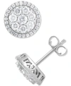 Macy's Diamond Halo Cluster Stud Earrings (1 Ct. T.w.) In 14k White Gold In White Gold