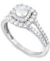 Macy's Diamond Double Halo Ring (1 Ct. T.w.) In 14k White Gold In White Gold