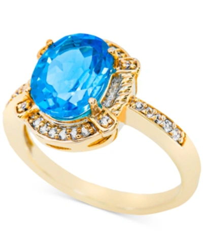 Macy's Swiss Blue Topaz (2-3/4 Ct. T.w.) & Diamond (1/8 Ct. T.w.) Ring In 18k Gold-plated Sterling Silver