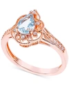 Macy's Aquamarine (1/2 Ct. T.w.) & Diamond (1/10 Ct. T.w.) Ring In 14k Rose Gold In Aquamarine