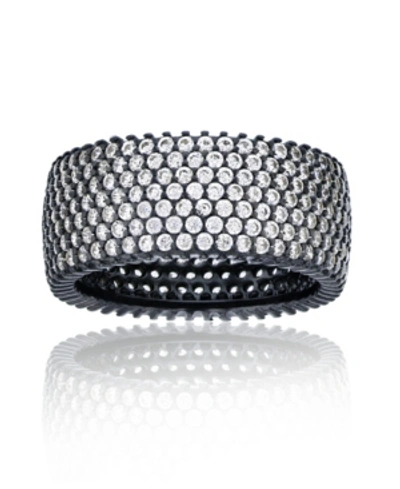 Macy's White Cubic Zirconia Micropave Multi Row Eternity Band In 14k Rose, 14k Yellow, Black Or Rhodium Pla