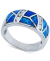 Macy's Lab-created Blue Opal & Cubic Zirconia Mosaic Ring In Sterling Silver In Blue Opal