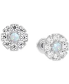 Macy's Lab-created Opal (1/20 Ct. T.w.) & Lab-created White Sapphire (1/2 Ct. T.w.) Stud Earrings In Sterling Silver