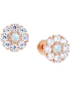 Macy's Lab-created Opal (1/20 Ct. T.w.) & Lab-created White Sapphire (1/2 Ct. T.w.) Stud Earrings In Rose Gold