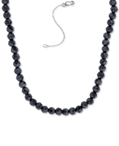 Macy's Black Spinel Rondelle Bead Statement Necklace (58-1/8 Ct. T.w.) In Sterling Silver, 16" + 2" Extende