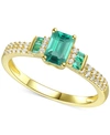 MACY'S SAPPHIRE (7/8 CT. T.W.) & DIAMOND (1/6 CT. T.W.) RING IN 14K WHITE GOLD (ALSO IN EMERALD & RUBY)