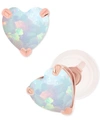Macy's Lab-grown Opal Heart Stud Earrings (3/8 Ct. T.w.) In Sterling Silver In Rose Gold