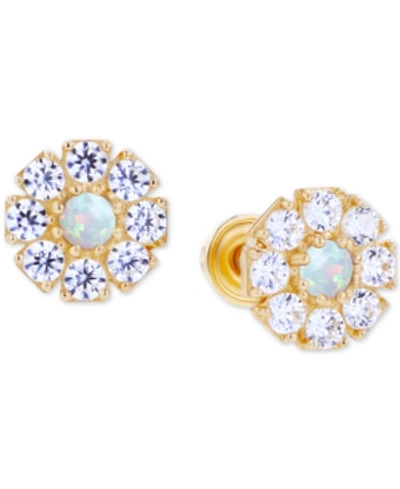 MACY'S LAB-GROWN OPAL (1/20 CT. T.W.) & LAB-GROWN WHITE SAPPHIRE (1/2 CT. T.W.) STUD EARRINGS