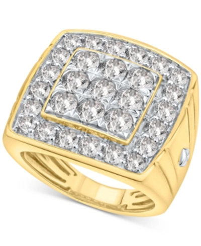 Macy's Men's Diamond Square Cluster Ring (5 Ct. T.w.) In 10k Gold & White Gold In Yellow Gold