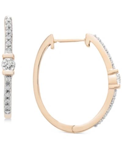 Wrapped Certified Diamond Hoop Earrings (1/6 Ct. T.w.) In 14k Gold, Created For Macy's In Yellow Gold
