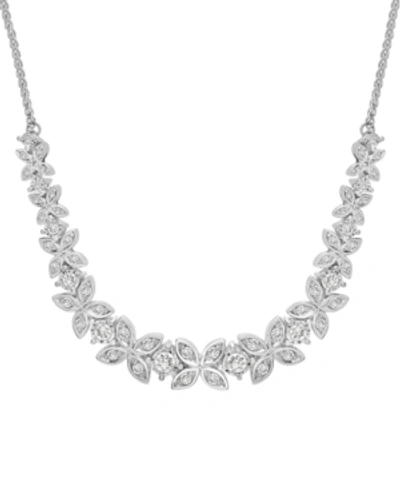 Wrapped In Love Diamond Butterfly Statement Necklace (1 Ct. T.w.) In Sterling Silver, 16-1/2" + 2" Extender, Created