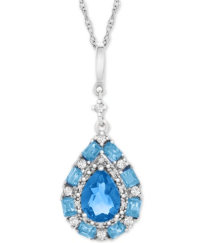 Macy's Multi-gemstone Teardrop 18" Pendant Necklace (1 Ct. T.w.) In Sterling Silver (also In Blue Topaz, Pi