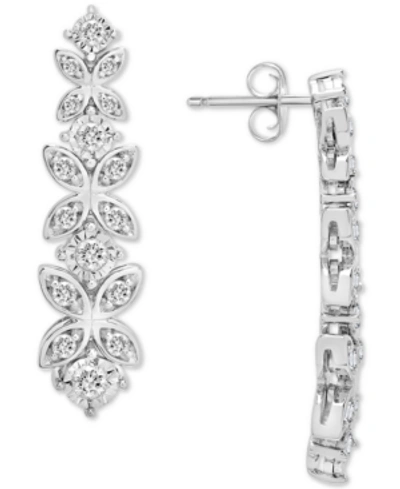 Wrapped In Love Diamond Butterfly Drop Earrings (1 Ct. T.w.) In Sterling Silver, Created For Macy's