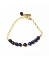 Minu Jewels Women's Chain Bracelet With Blue Lapis Beads In Gold-tone