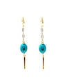 MINU JEWELS WOMEN'S BAR DROP EARRINGS WITH TURQUOISE STONES