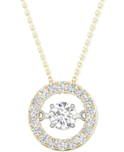 Macy's Diamond Circle Frame Pendant Necklace (1/4 Ct. T.w.) In 10k Gold, 16" + 2" Extender In Yellow Gold