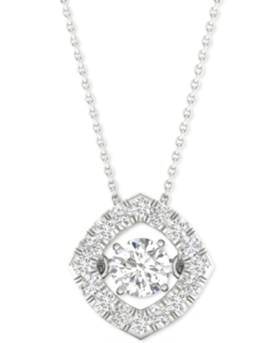 Macy's Diamond Square Frame Pendant Necklace (1/4 Ct. T.w.) In 10k White Gold, 16" + 2" Extender
