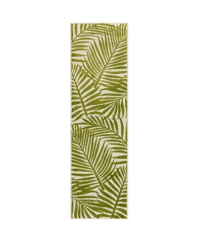 Portland Textiles Closeout!  Tropicana Palms 2'3" X 7'6" Runner Outdoor Area Rug In Cream