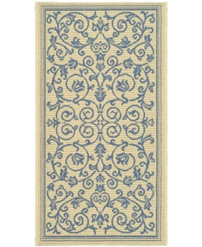 Safavieh Courtyard Cy2098 Natural And Blue 2' X 3'7" Sisal Weave Outdoor Area Rug In White