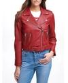 Levi's Water Repellent Faux Leather Fashion Belted Moto Jacket In Deep Red