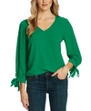 CECE CECE V-NECK TIE-CUFF TOP