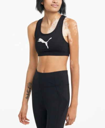 Puma 4keeps Mesh Back Medium Impact Sports Bra In  Black