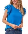 Cece Double Ruffle Knit Top In Santorini Sky