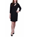 NY COLLECTION WOMEN'S 3/4 SLEEVE CREPE KNIT SHEATH WITH CUTOUT DRESS
