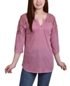 NY COLLECTION WOMEN'S 3/4 SLEEVE KNIT GAUZE TOP