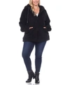 White Mark Plus Size Hooded Sherpa Jacket In Black