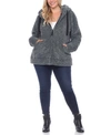 White Mark Plus Size Hooded Sherpa Jacket In Charcoal