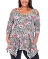 White Mark Women's Maternity Printed Cold Shoulder Tunic In Brown