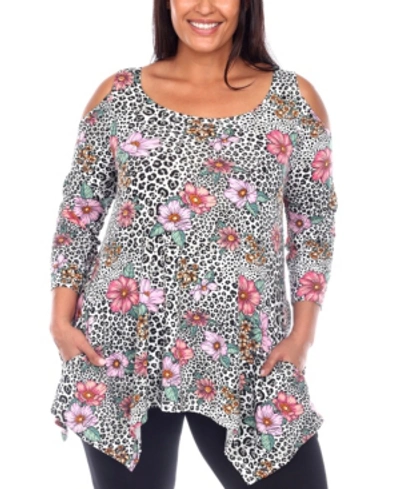 White Mark Women's Maternity Printed Cold Shoulder Tunic In Leopard