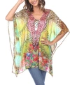 White Mark Women's Maternity Animal Print Caftan With Tie-up Neckline In Yellow Leopard