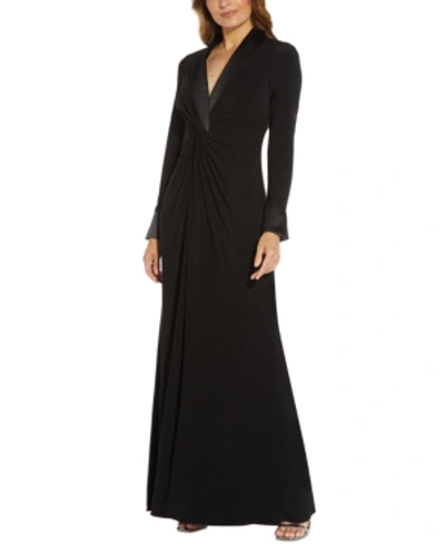 Adrianna Papell Tuxedo Gown In Black