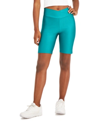 Jenni On Repeat Crossover Waist Bike Shorts, Created For Macy's In Emerald