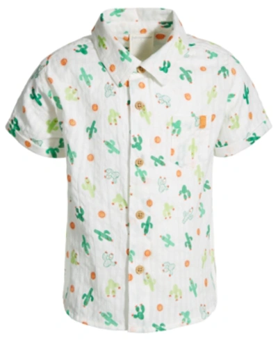 First Impressions Kids' Baby Boys Happy Cactus Cotton Shirt, Created For Macy's In Angel White