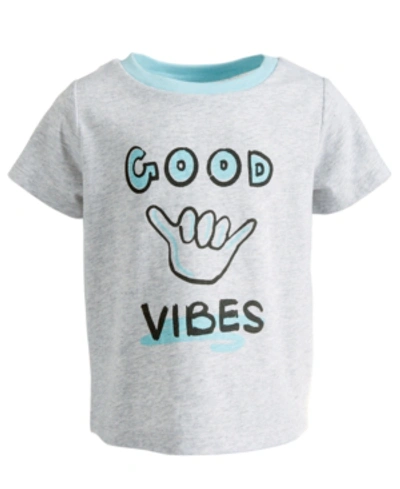 First Impressions Kids' Baby Boys Good Vibes Cotton T-shirt, Created For Macy's In Silver Heather