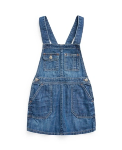 Polo Ralph Lauren Kids' Toddler Girls Cotton Denim Overall Dress In Kapel Wash