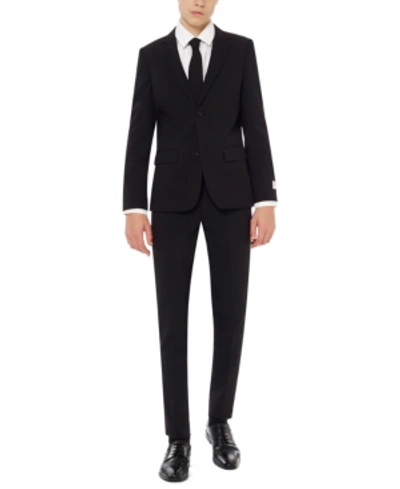 OPPOSUITS BIG BOYS BLACK KNIGHT SLIM FIT SOLID SUIT INCLUDING BLAZER, PANTS AND CLIP-ON-TIE