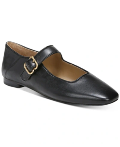 Sam Edelman Womens Black Michaela Square-toe Leather Ballet Flats