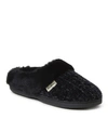 Dearfoams Womens Claire Cable Knit Chenille Clog House Shoe Slipper In Black