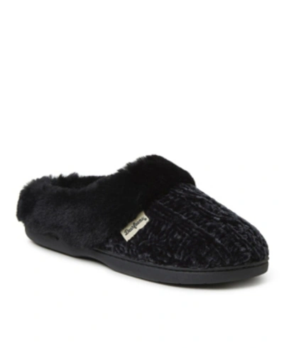 Dearfoams Womens Claire Cable Knit Chenille Clog House Shoe Slipper In Black