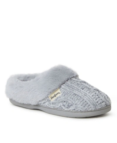 Dearfoams Womens Claire Cable Knit Chenille Clog Slipper In Sleet