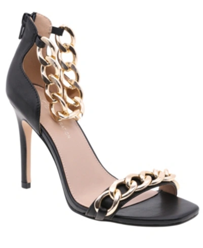 Bcbgeneration Isinna Chain Ankle Strap Sandal In Black Leather